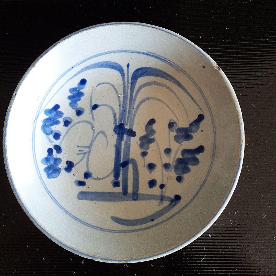中国明朝末期頃の染付け皿
