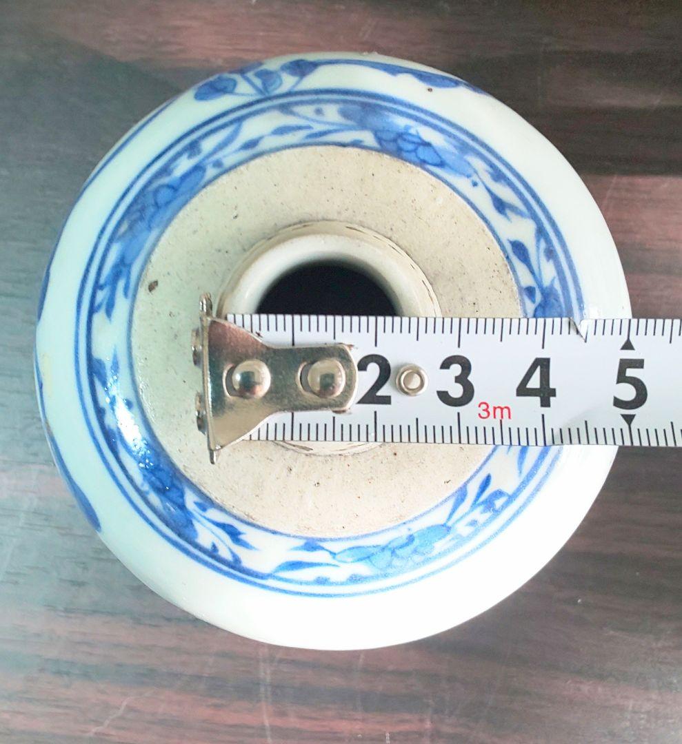 中国美術 明時代 白磁染付花鳥文様 壺型 陶磁器 茶壷