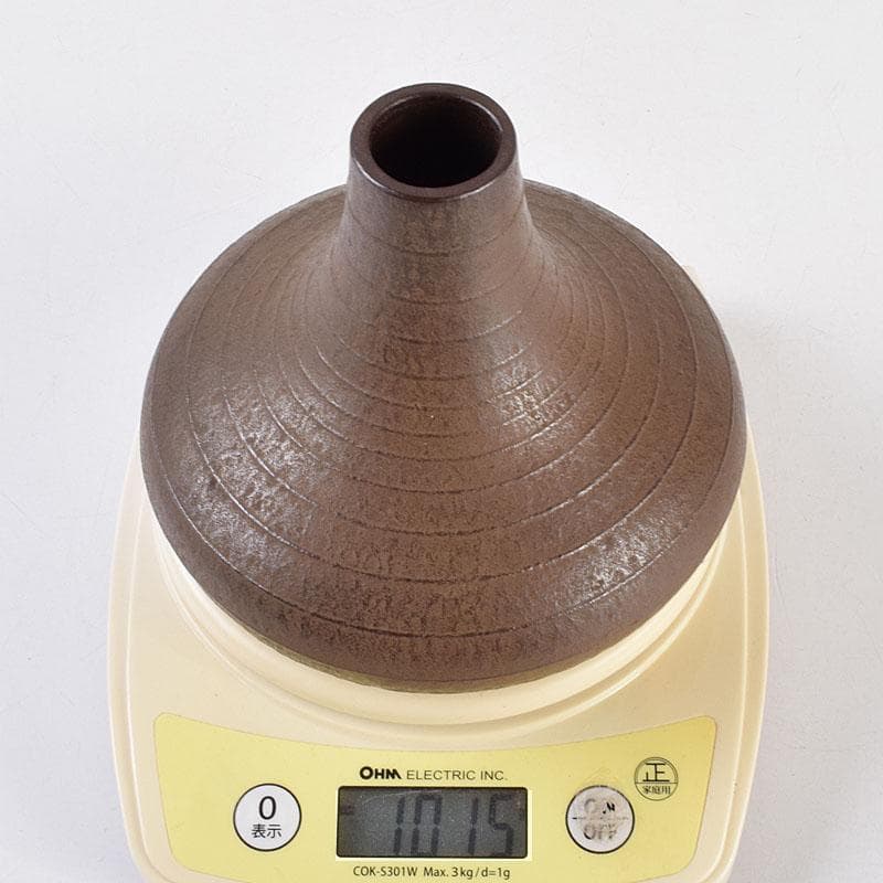 南部鉄器　御釜師　鈴木盛久作　波紋花器　重さ約1015g　共箱　M　R9373