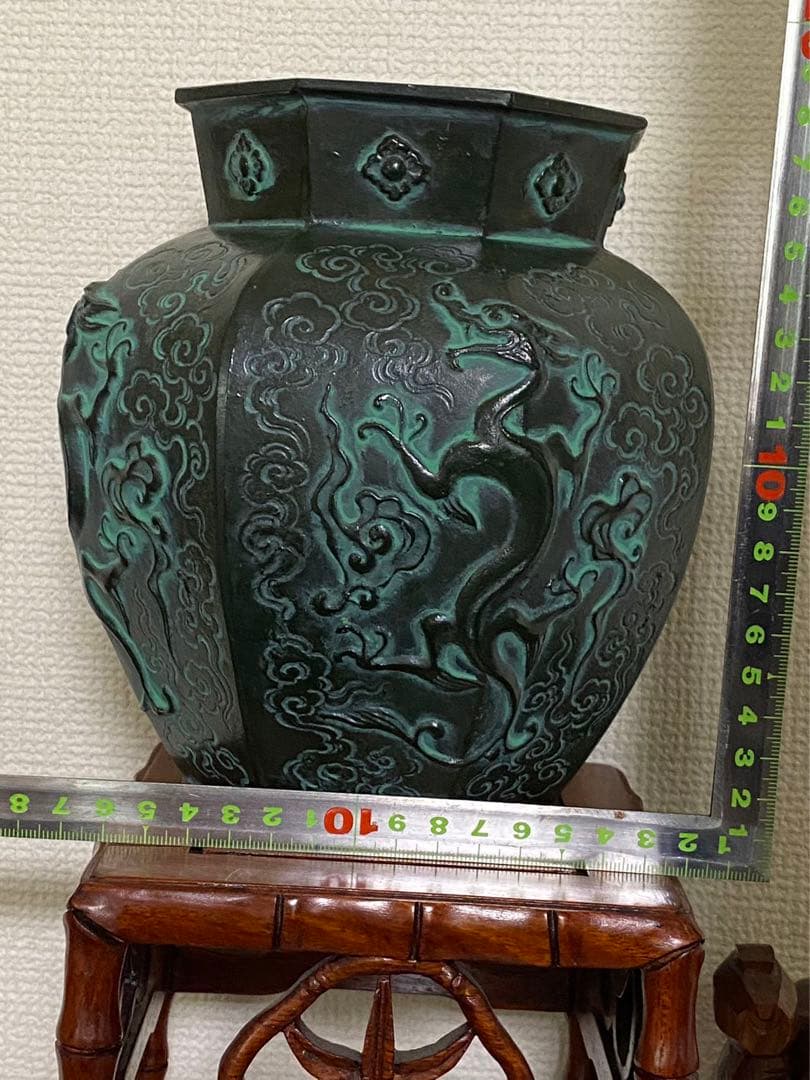 青銅器銅製龍八角 花瓶 花器 飾壺希少 骨董品