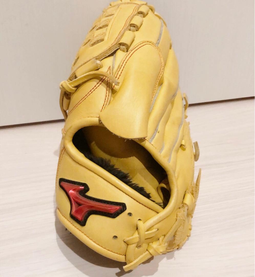 【美品・左投げ用】ミズノ 軟式グローブ WILL DRIVE RED イエロー