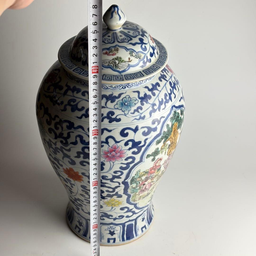 中国 染付 色絵 花瓶 壺 粉彩