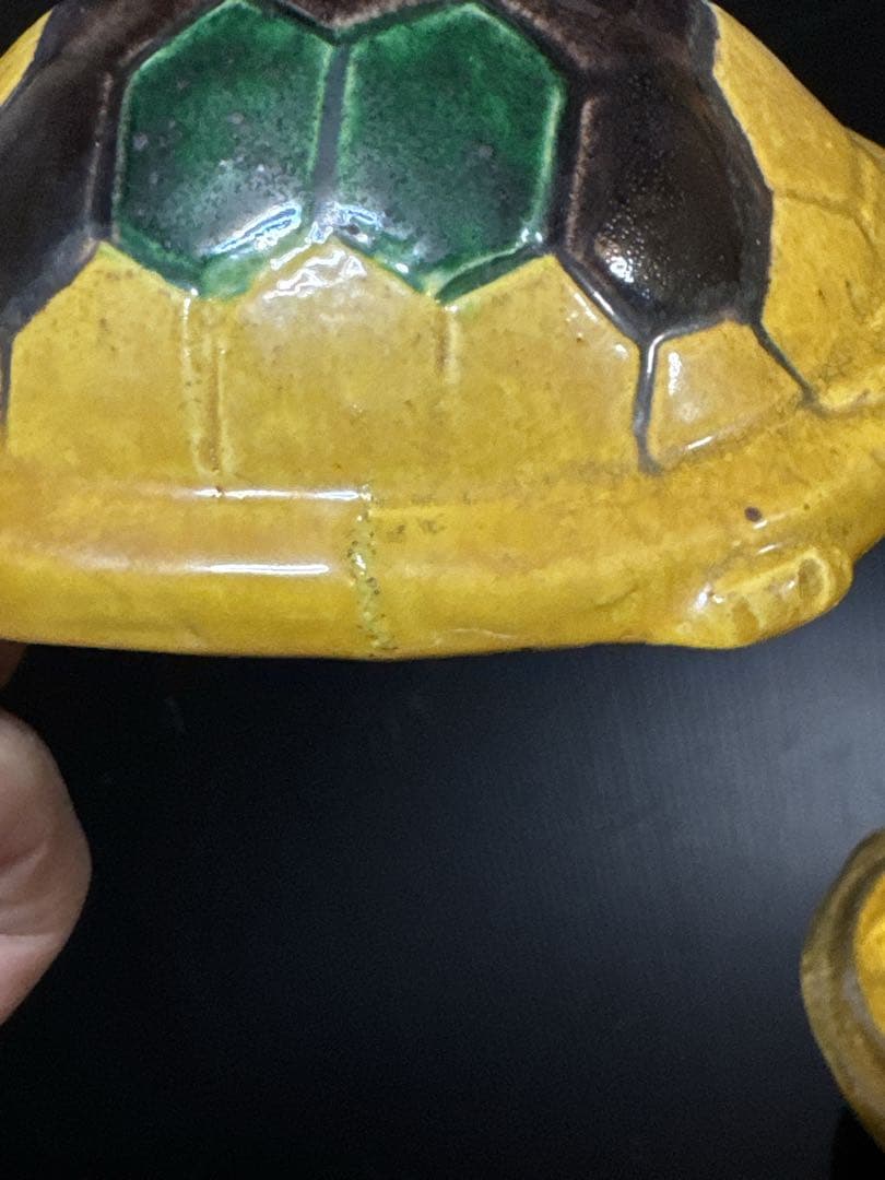 平安 真清水 蔵六 造 交跡 内金箔張 大亀 香合 桐共箱付