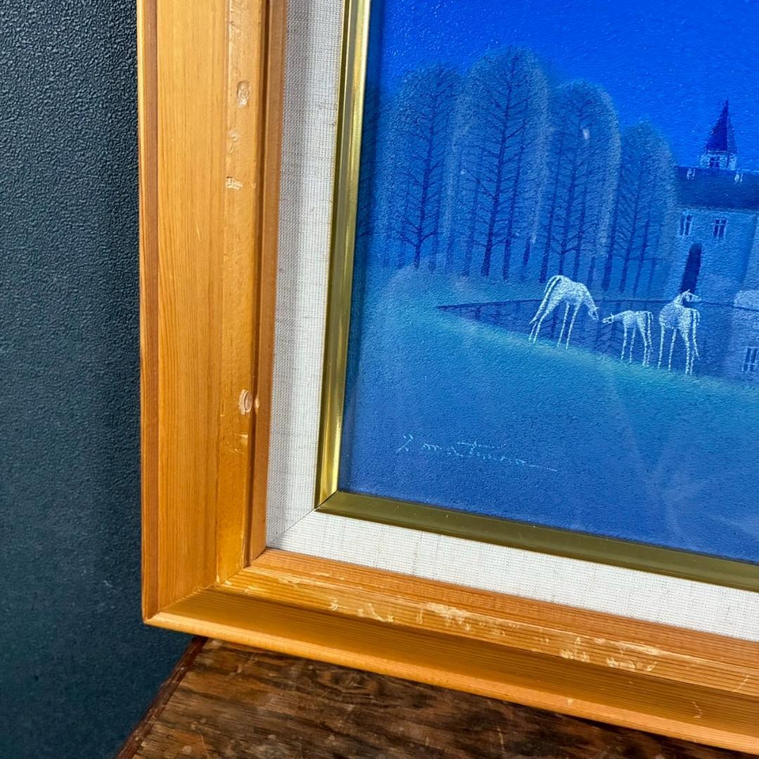 松浦敬文「水辺の城」キャンバスに油彩 共シール 直筆サイン入り 飛翔会会員