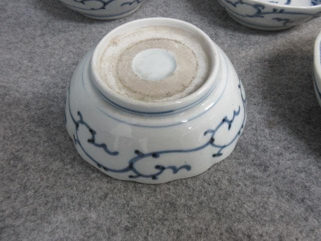 古伊万里染付蛸唐草文なます皿4枚 [B26416]