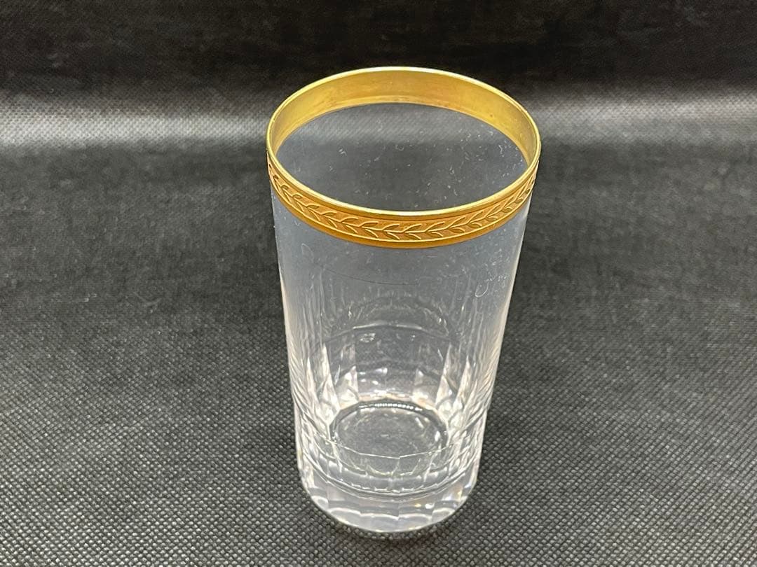 【洋食器】バカラ風　アンティークガラスコップ　金縁