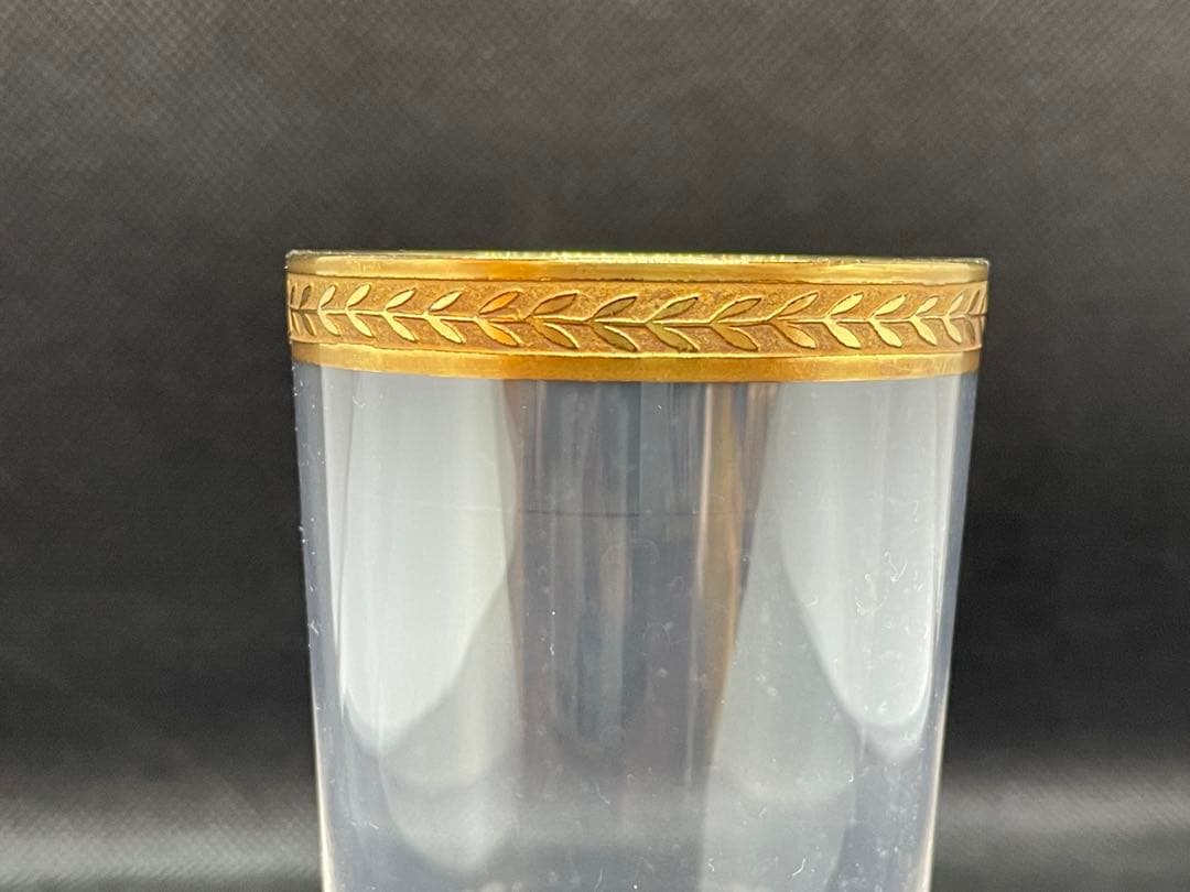 【洋食器】バカラ風　アンティークガラスコップ　金縁