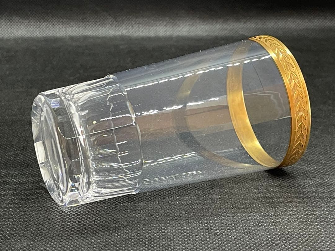 【洋食器】バカラ風　アンティークガラスコップ　金縁