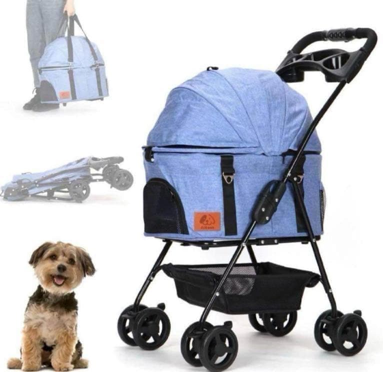 最終セール✨分離式2WAYペットカート 軽量4輪ブルー♡4輪360°回転犬猫兼用