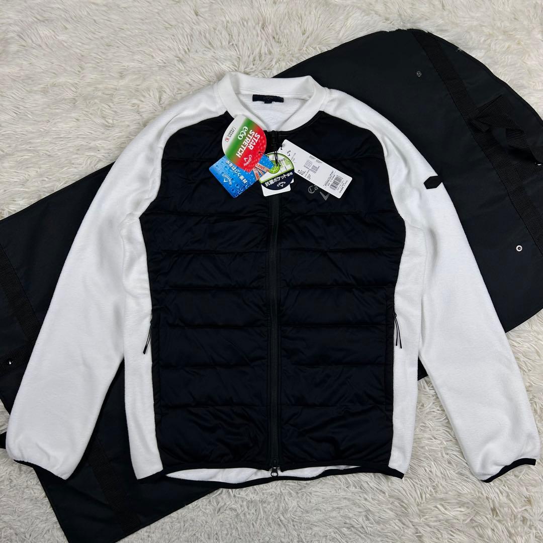 新品 キャロウェイ 中綿 フリース ブルゾン スターストレッチ 白黒 L ゴルフ