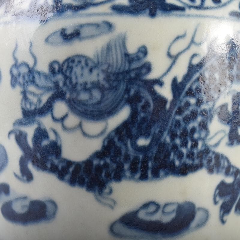 中国　青花　花卉雲龍鳳凰文　梅瓶　V　6953