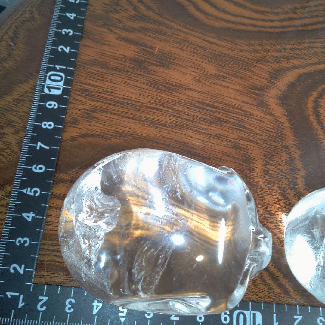 骨董５ 水晶?クリスタルガラス? スカル置物 2個セット