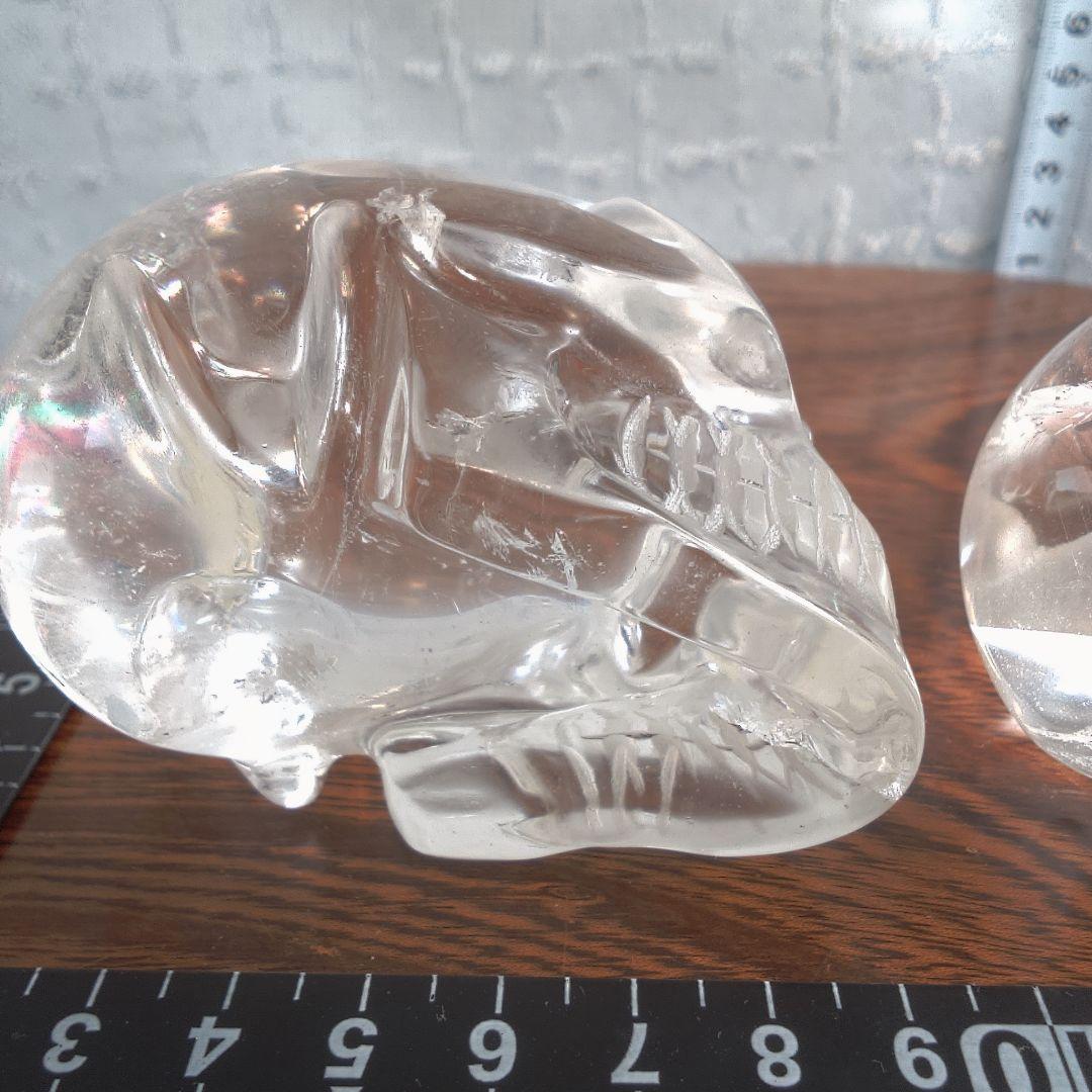 骨董５ 水晶?クリスタルガラス? スカル置物 2個セット
