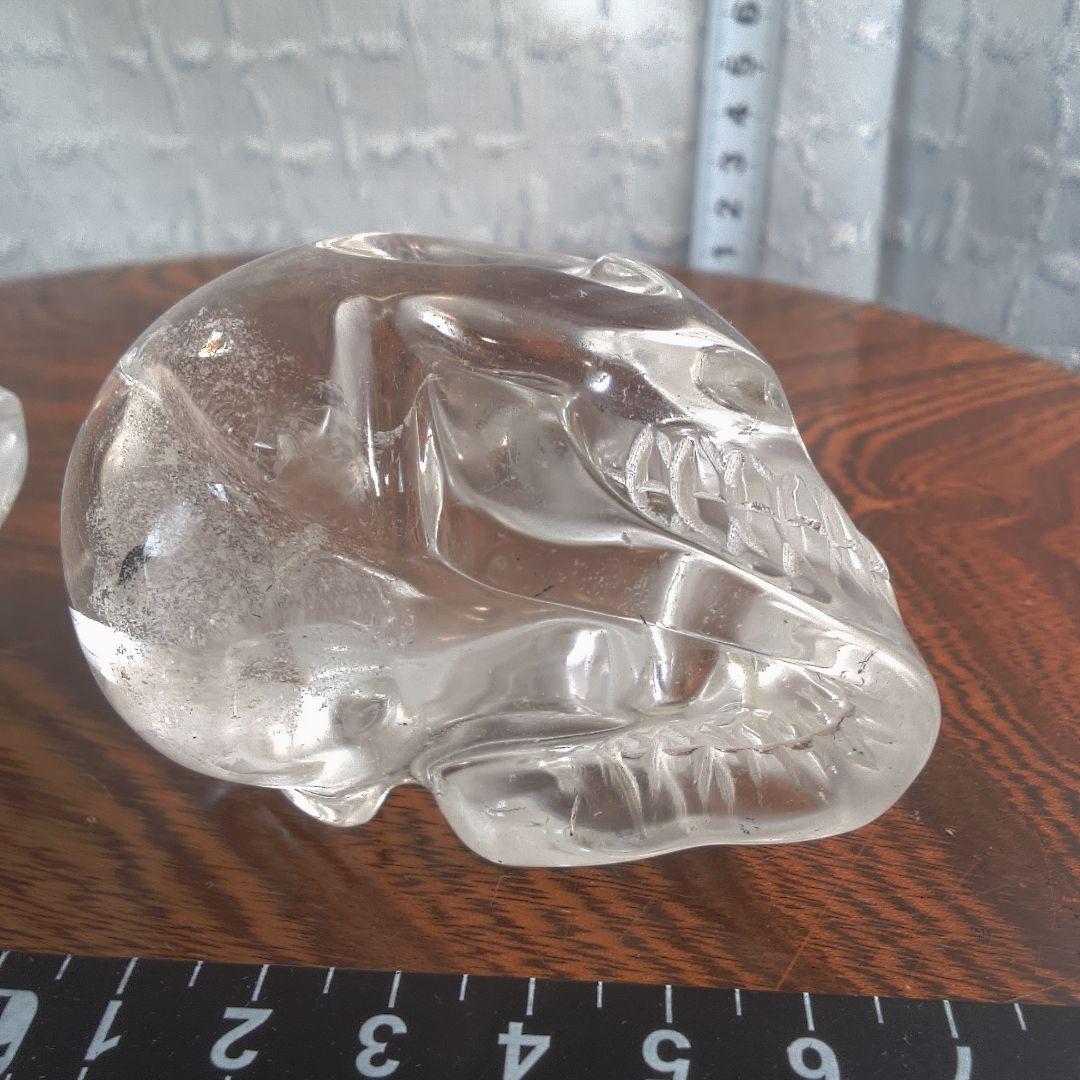 骨董５ 水晶?クリスタルガラス? スカル置物 2個セット