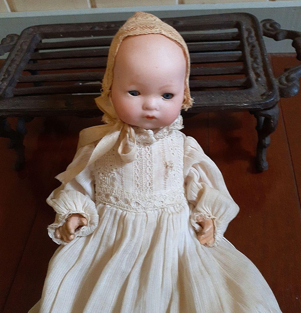 ⭐可愛いです！！目を閉じる！アンティークビスクドール　クッション付き　18