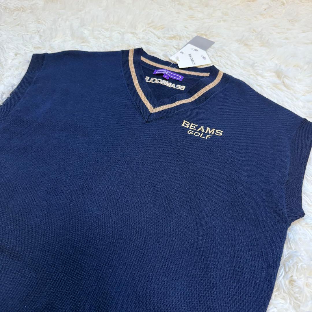 【未使用タグ付】ビームスゴルフ ネイビー ニット ワンピース インナーシャツ M