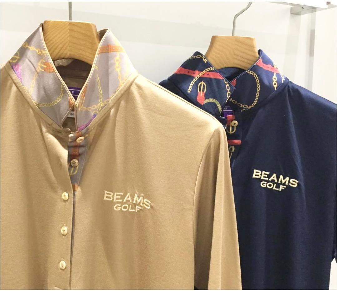 【未使用タグ付】ビームスゴルフ ネイビー ニット ワンピース インナーシャツ M