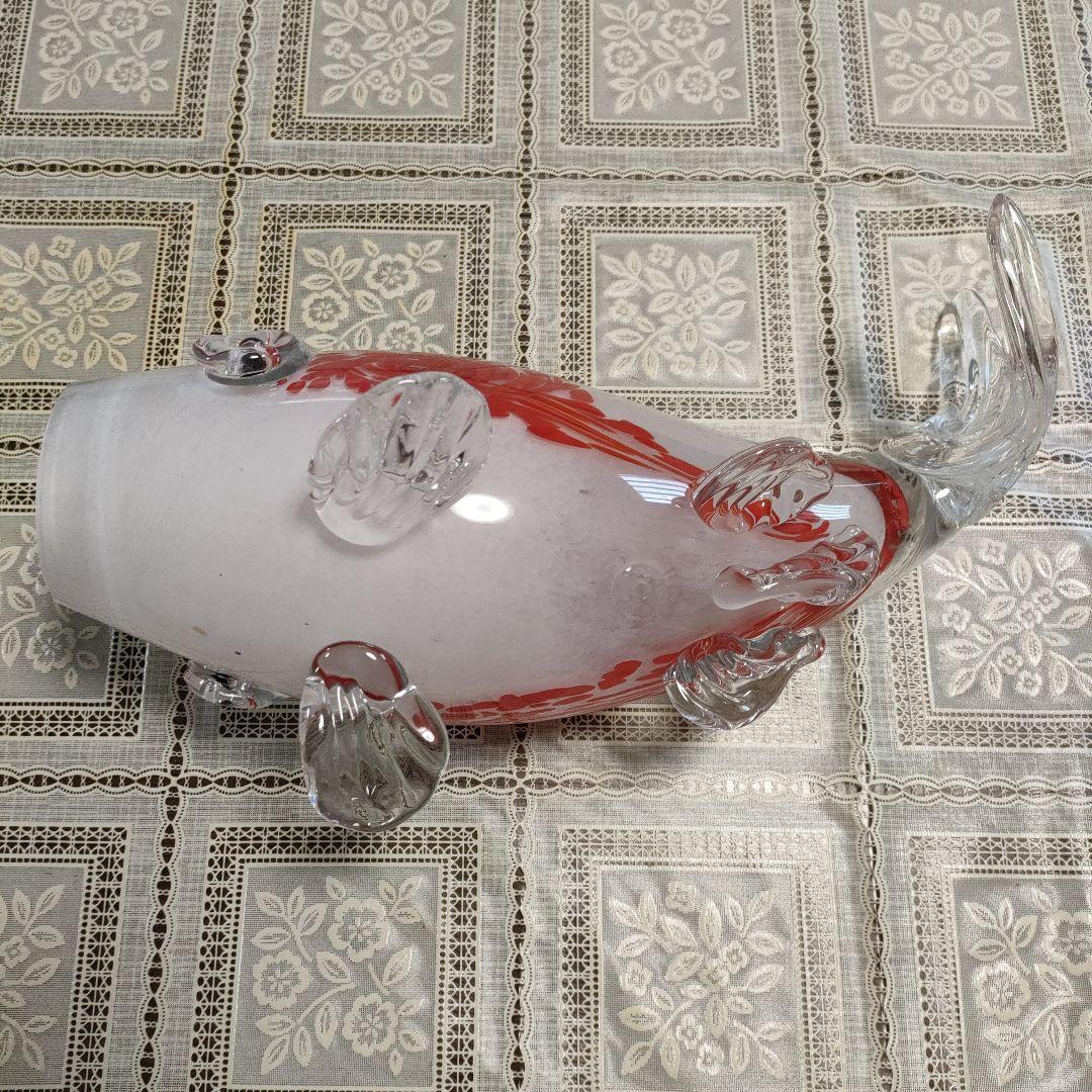 \"未使用\"　小樽北一硝子製『錦鯉』紅白