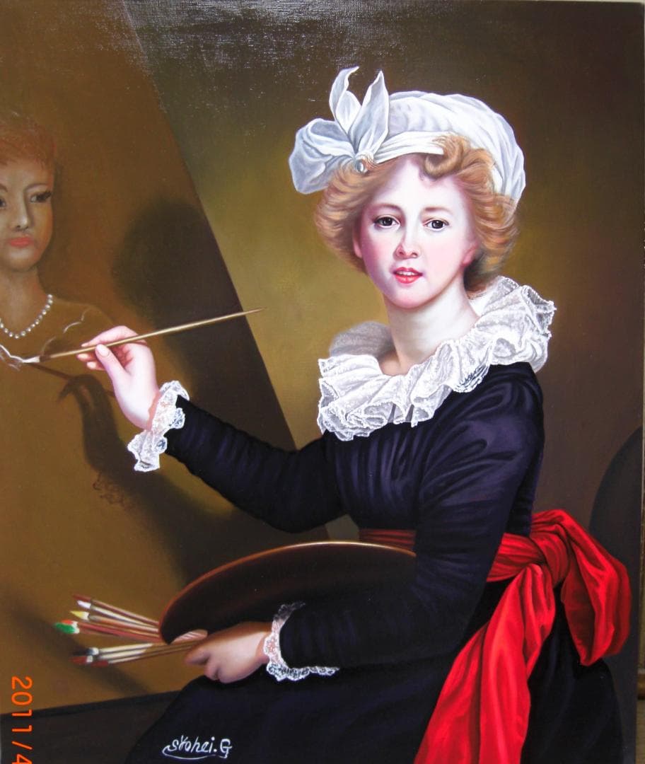 19世紀風 女性画家 油絵　ヴィジェ・ルブラン肖像画 （F30号）