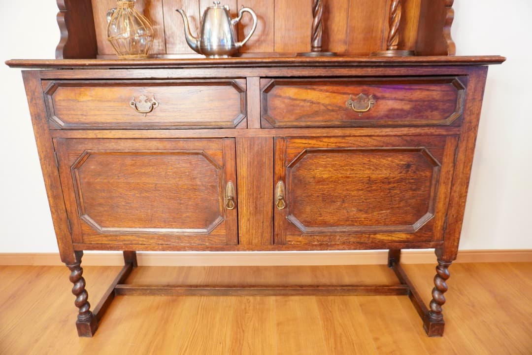 イギリス アンティーク 食器棚 カップボード H210cm