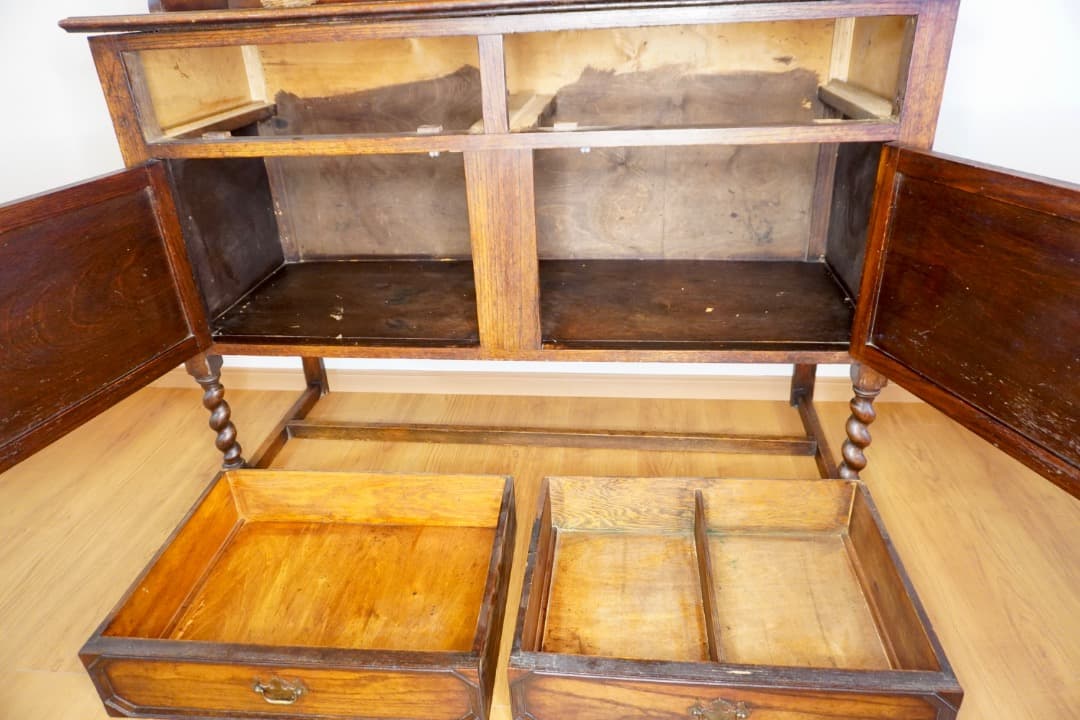 イギリス アンティーク 食器棚 カップボード H210cm