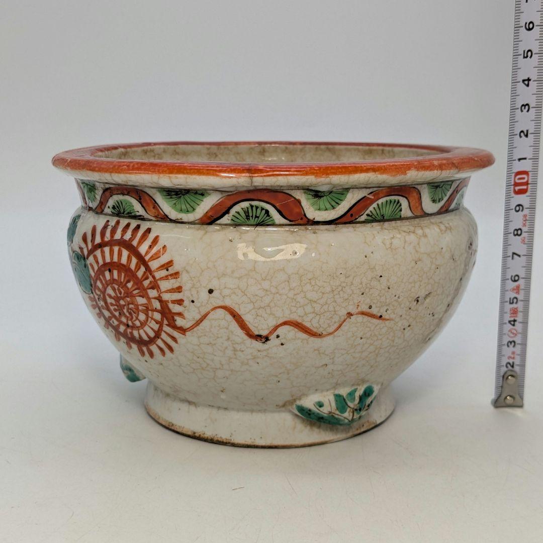 大正～昭和初期 赤絵香炉 香道具 仏具 お香 アロマグッズ 香爐 置物 色絵付け