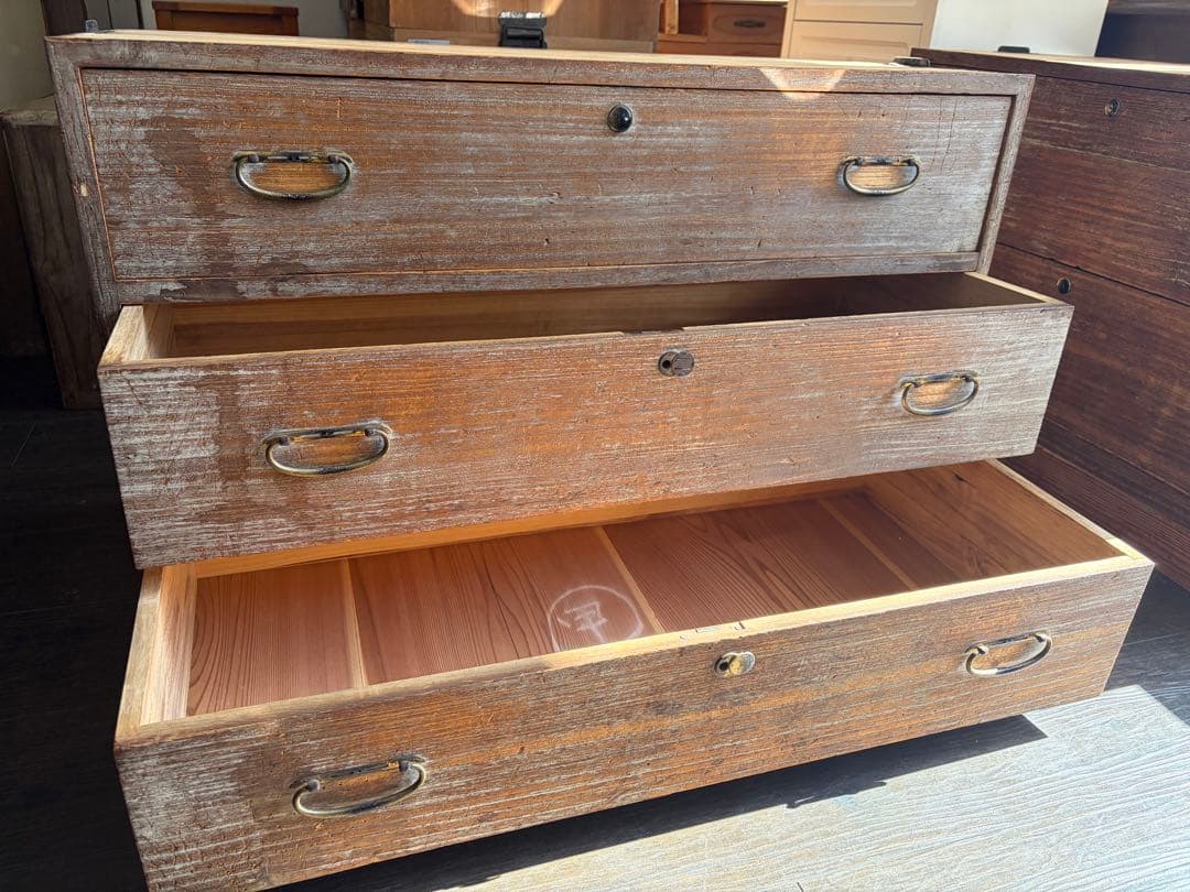 桐箪笥 アンティーク 和　日本箪笥 古家具 時代箪笥 収納棚 無垢材6段引出し