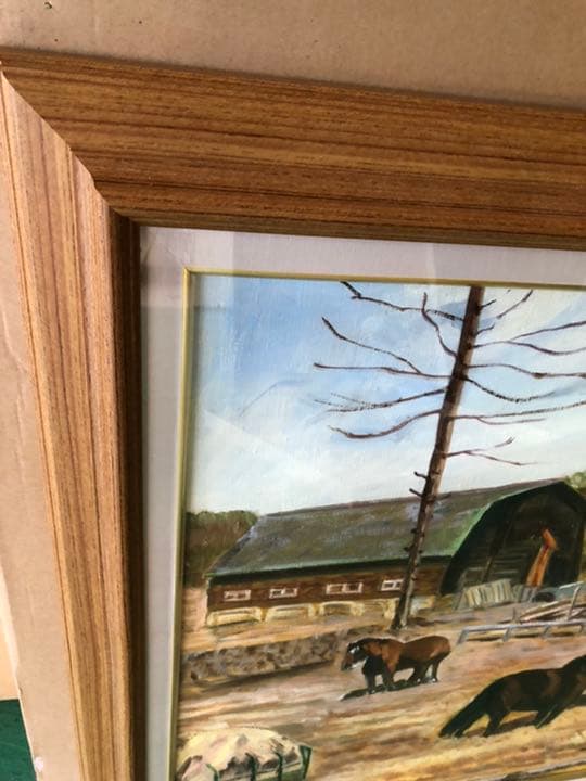 F20 チーク 木製 額縁 額 大型 アンティーク ゴールド 油絵