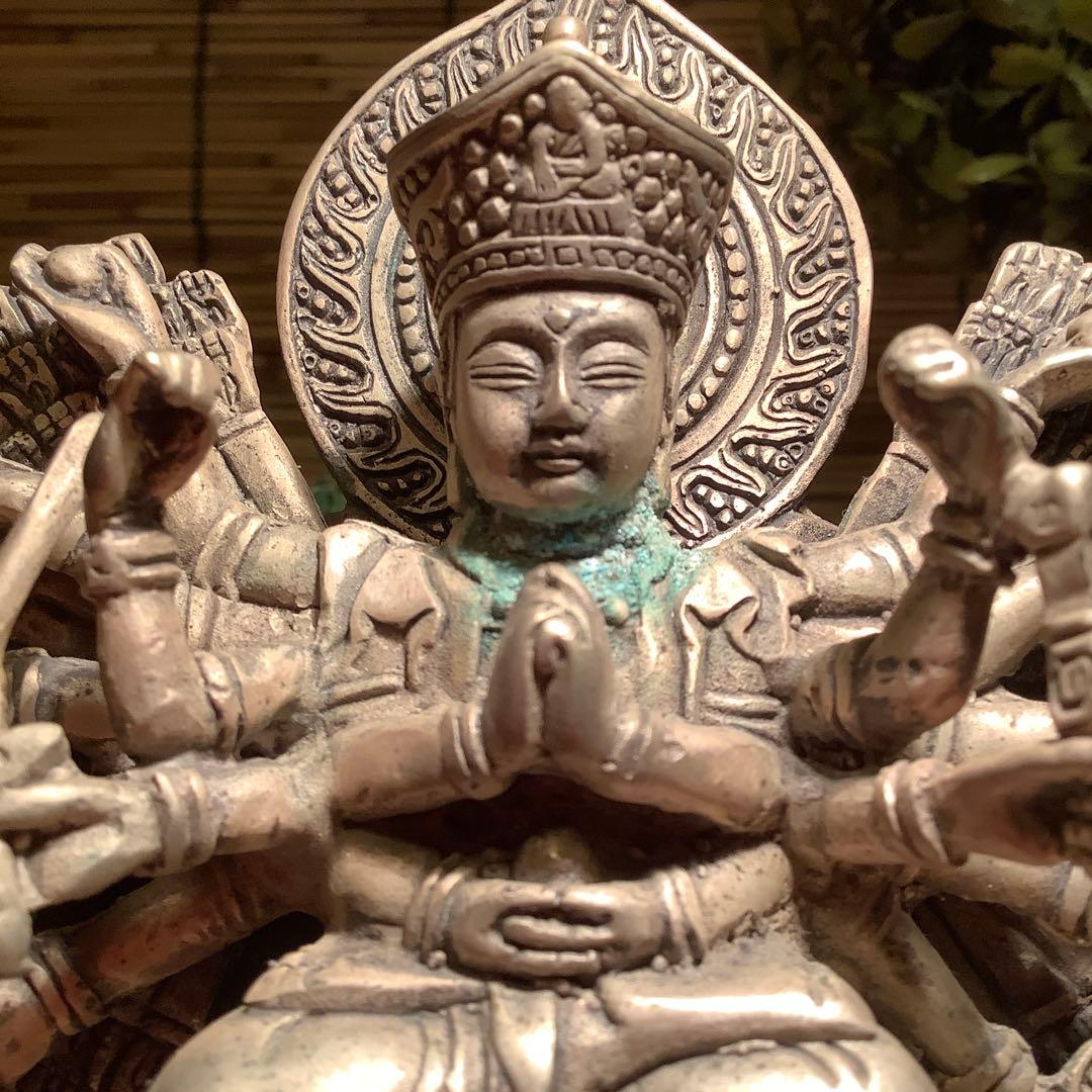 中国・明代「千手観自在菩薩」唐物・六観音一尊・心密言念誦儀軌経・千の御利益・白銅