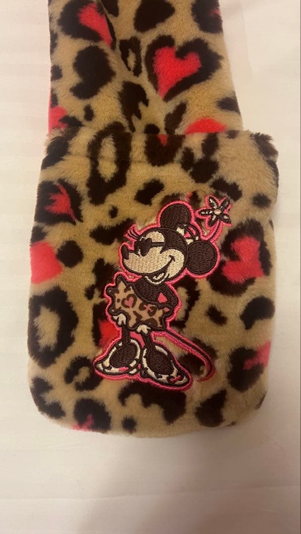 ディズニーミニーマウス ヒョウ柄フード付きキャップ