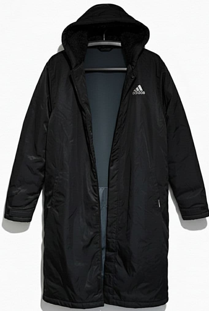 【 adidas 】【極暖】ベンチコート ボア裏地 ロング丈 ブラック Lサイズ