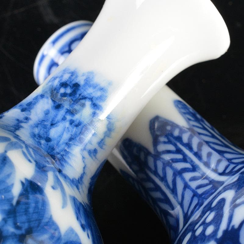 中国　景徳鎮製銘　成化銘　青花　花文瓶　小瓶　2点まとめて　V　R6672