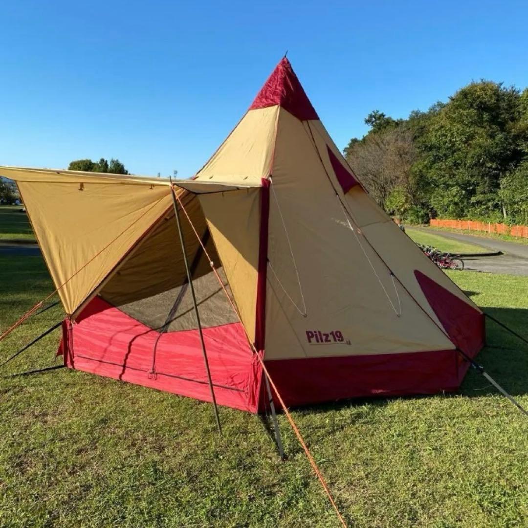 ogawa Pilz19 ワンポールテント レッド×サンド ピルツ19 10人用