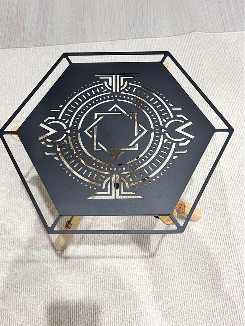 DEVISE WORKS 焚き火サイドスタンドLOW 六角天板タイプ