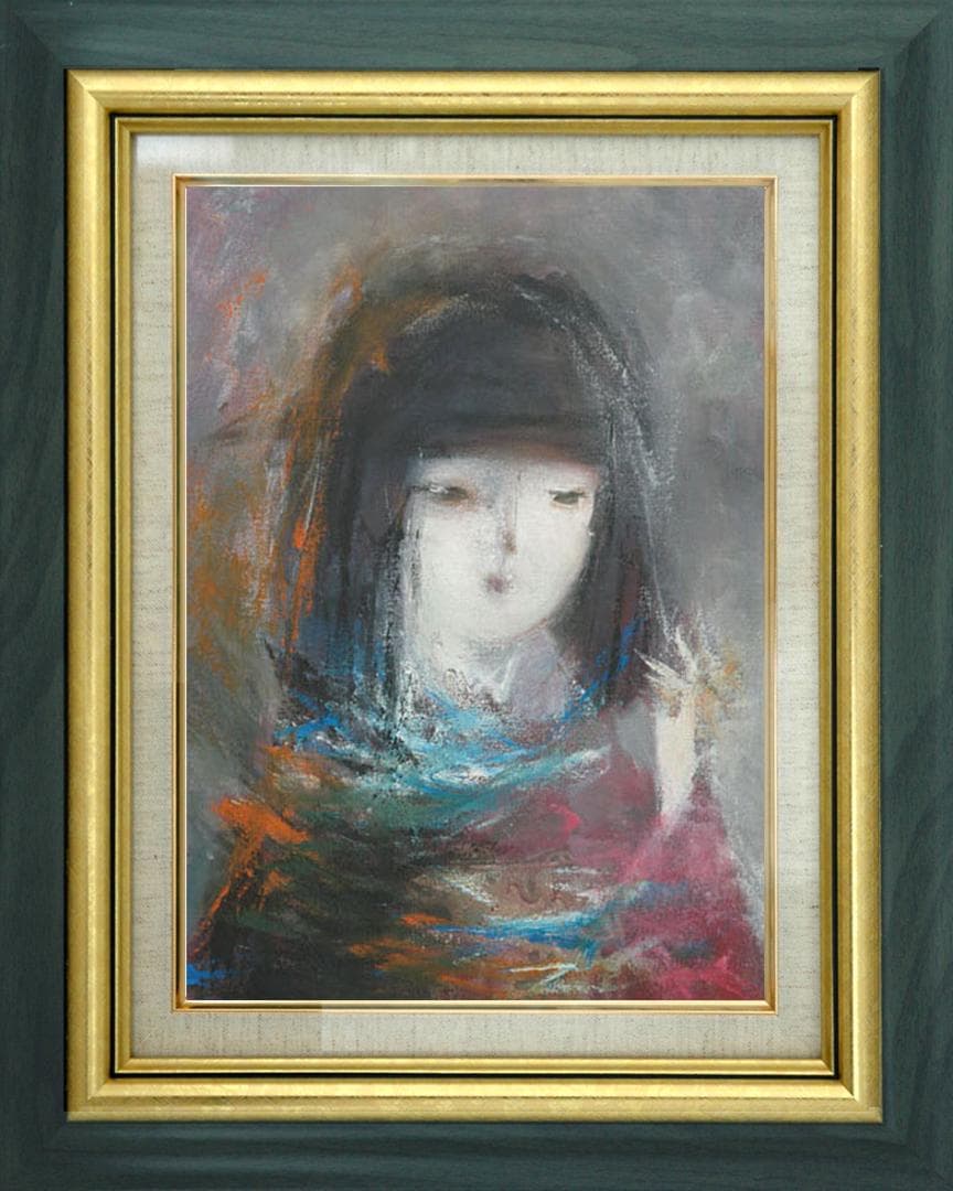 油絵 絵 絵画 インテリア 額付(黒) F6-050513 人物 女性像