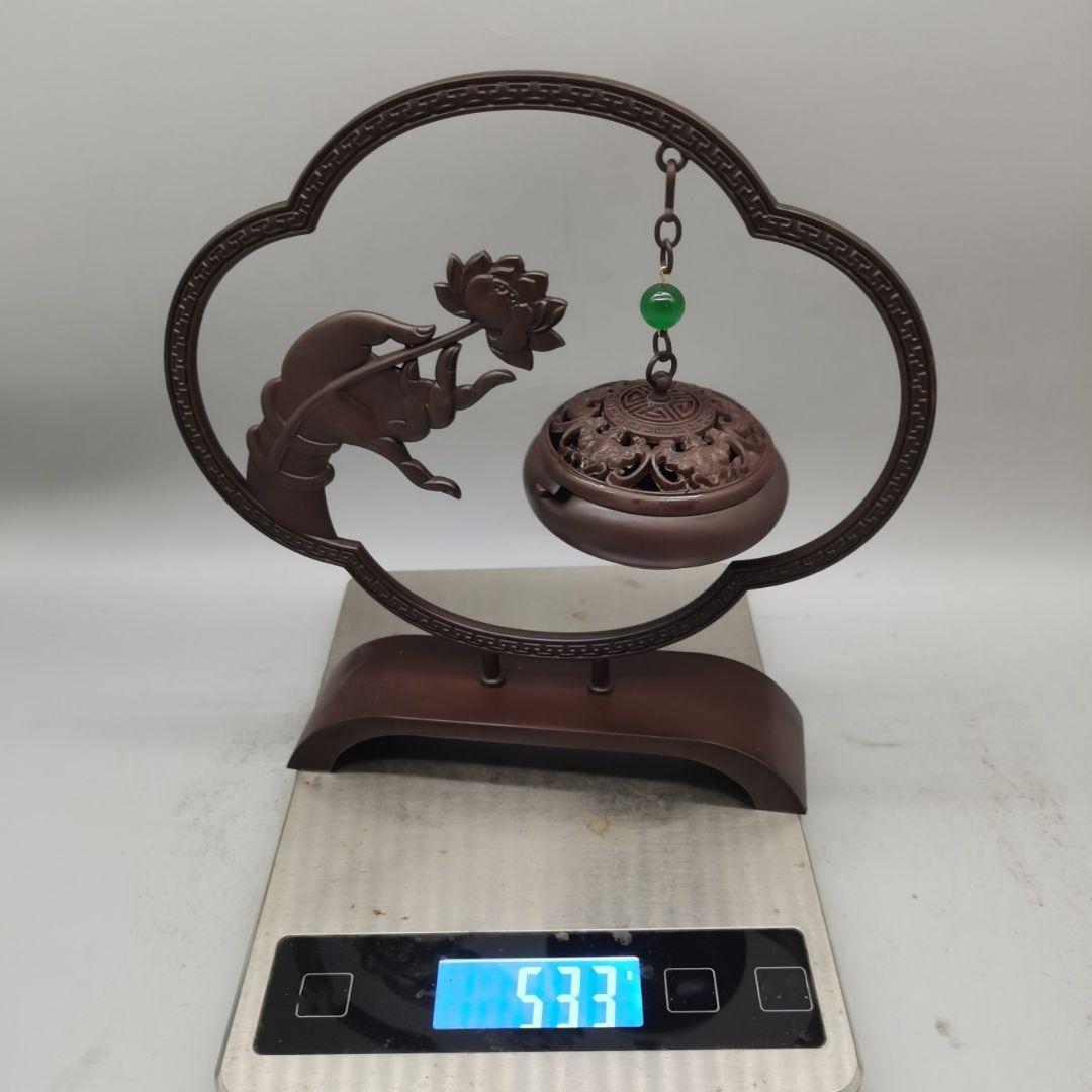 銅器 蓮華仏手薫香弔炉 香道具 書卓茶室 禅意装飾品 工芸品 置物