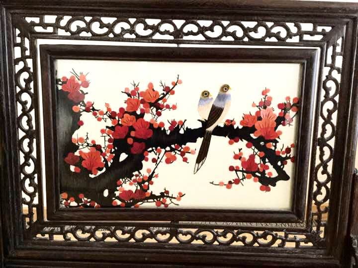 シルク刺繍  置物 工芸品