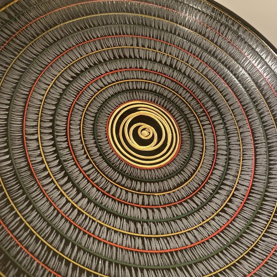 昭和レトロ 高足 菓子盆 インテリアトレイ 漆器 天然木 独楽塗り 伝統工芸