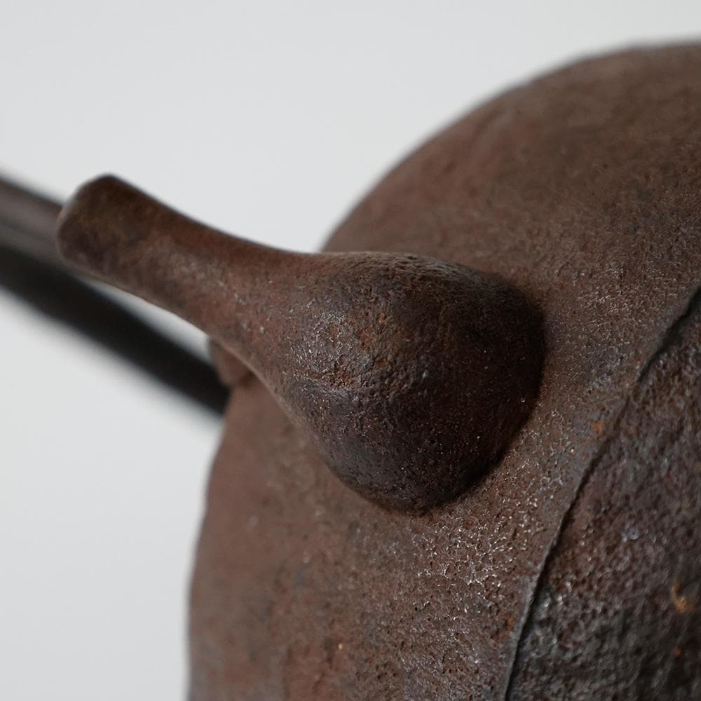 岩肌時代鉄瓶 斑紫銅蓋 湯沸かし 煎茶道具 高さ22㎝ 鉄器 南部 無落款