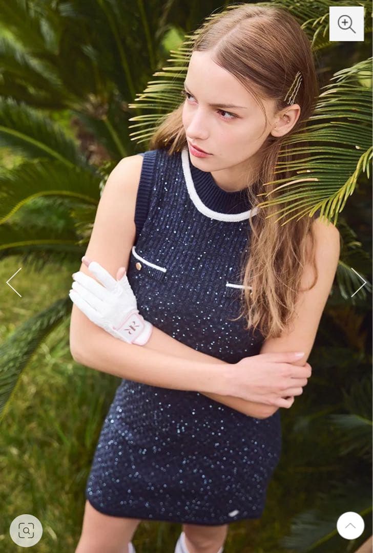 リエンダ　ゴルフ　シャイニーツイードモックネックニットOP