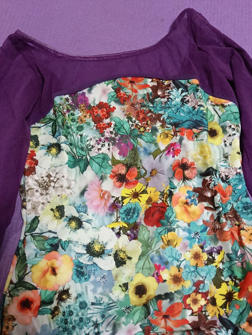 ミニヨン Mignon 花柄 長袖レオタード Lサイズ