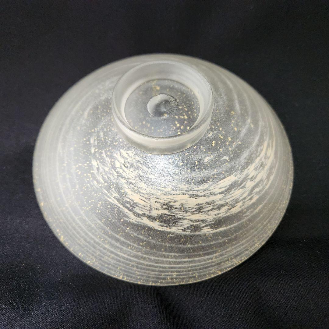 上野良樹 造 金彩 箔散 平茶碗 硝子製 ガラス製