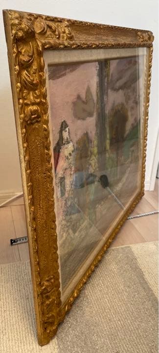 田中修　サンジェニイエスの古い塀　油絵15号　新制作会員　物故画家　フランス