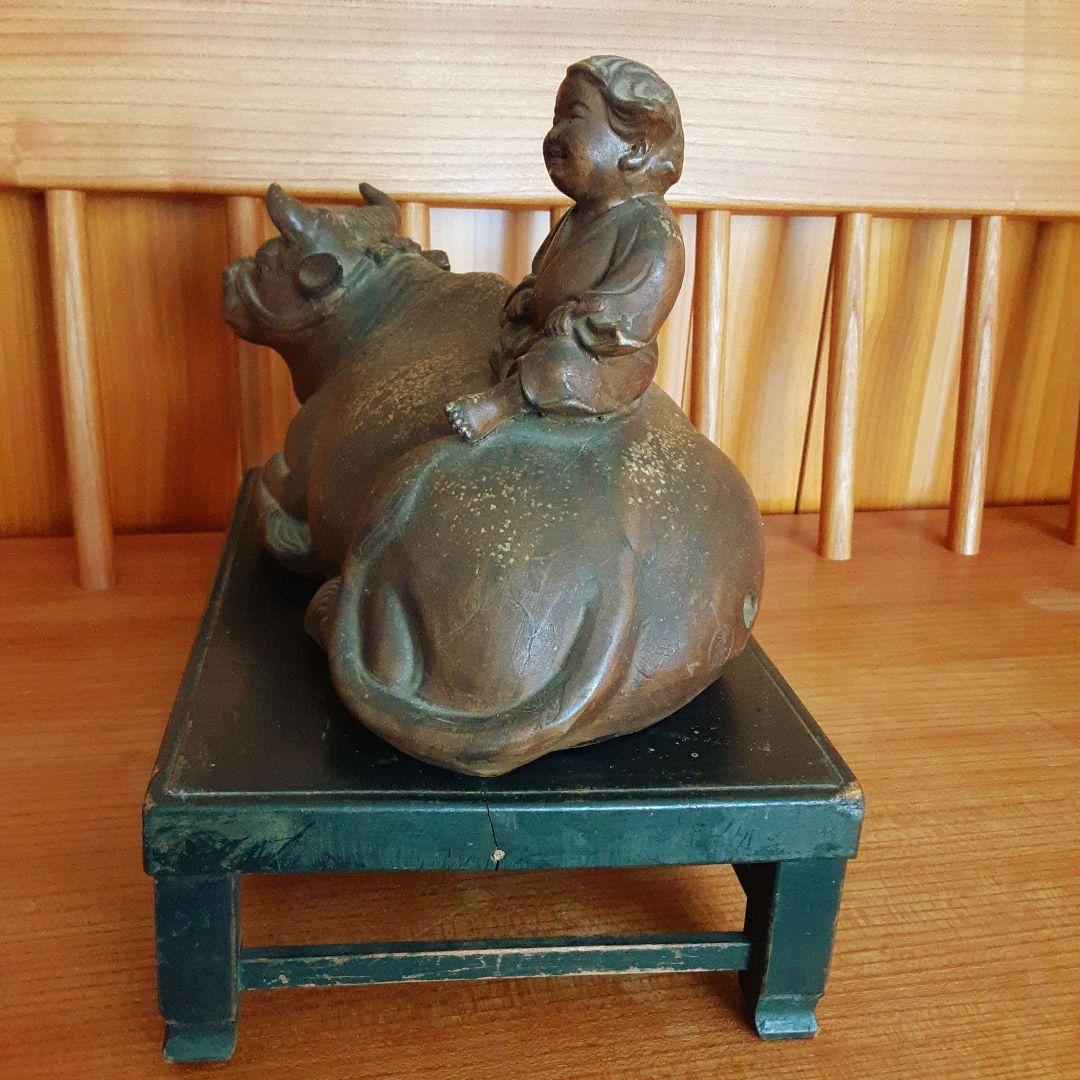 備前焼　騎牛帰家童子像　木村友敬