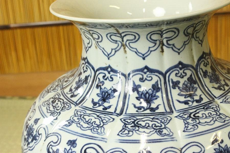 中国美術 青花枝花紋 壺 高49cm(A595)