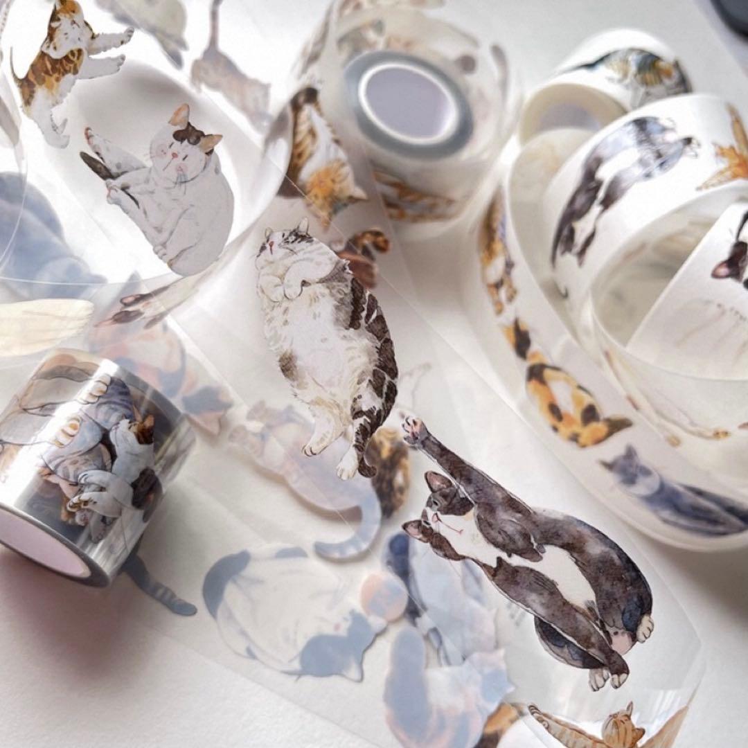 雾面PET 喵〜 ダイカット加工 3.5cm×6m 海外マスキングテープ　ネコ