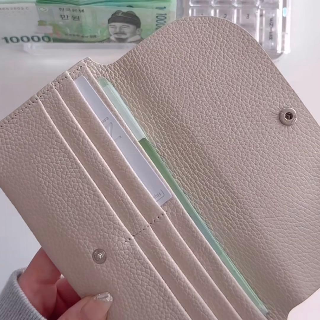 早い者勝ち　韓国　バインダー　貯金　長財布　薄い財布　アイボリー　ホワイト