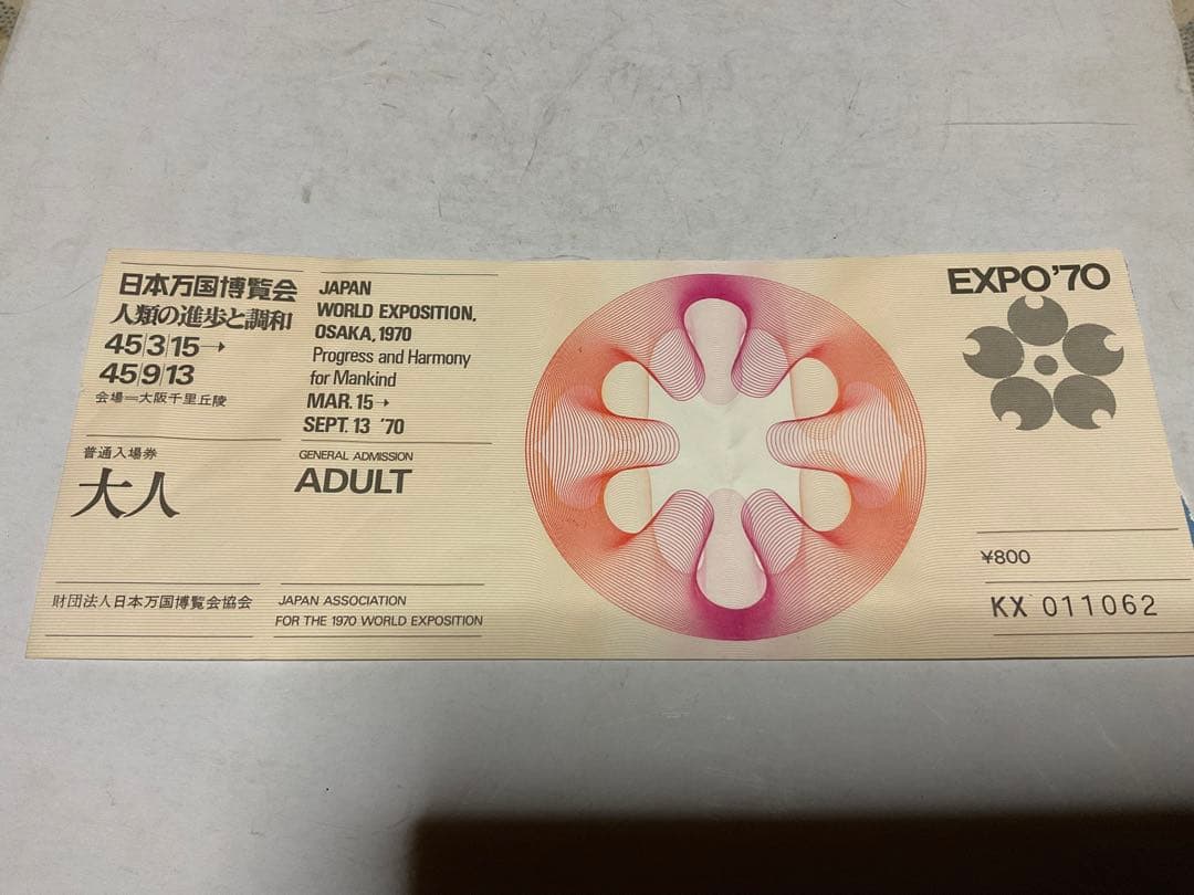 EXPO70／日本万国博覧会協会・発行。公式ガイドマップ【当時の入場券付き】。