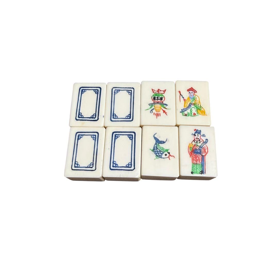 中国 高級 麻雀牌 竹牌 花牌付 ケース入 昭和レトロ