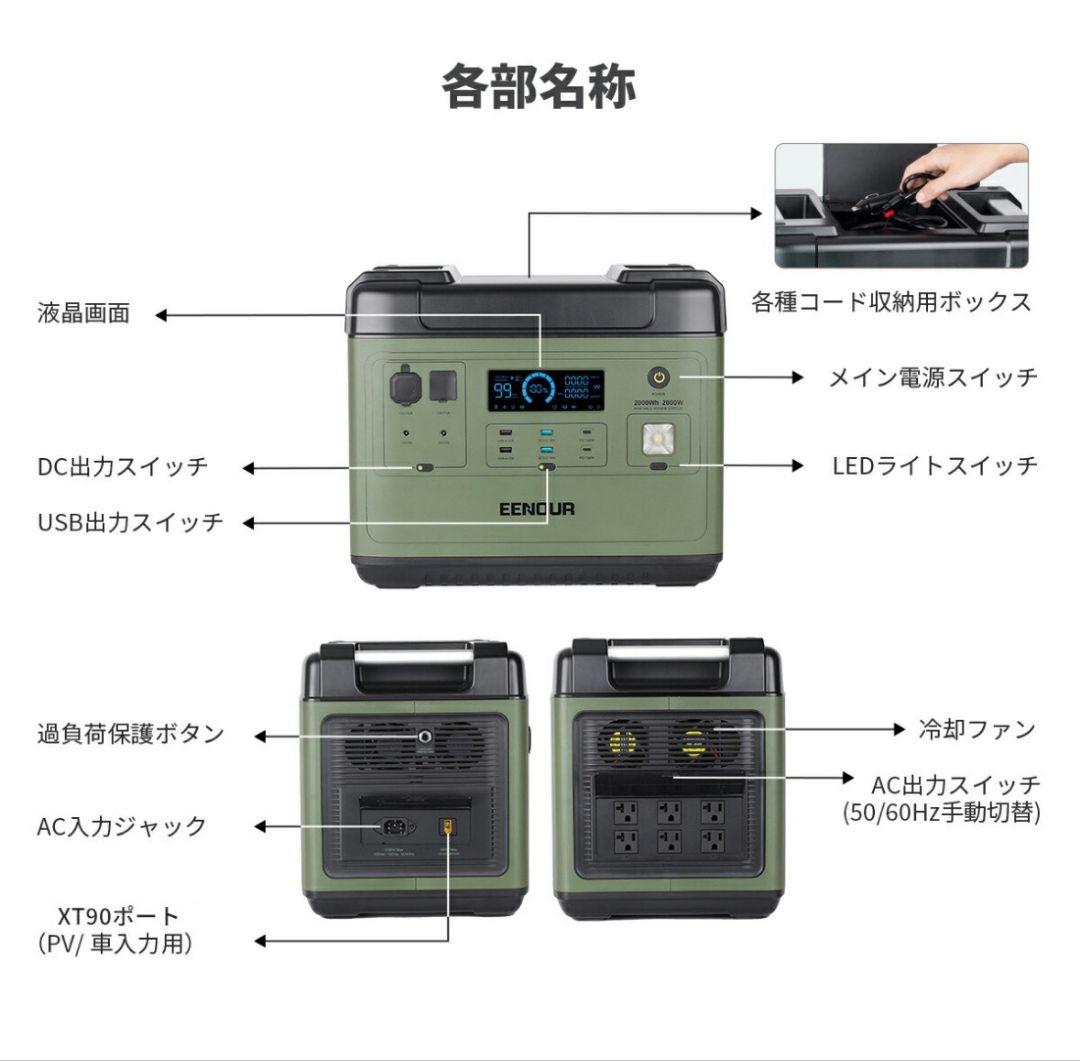 EENOUR P2001 ポータブル電源 2000Wh 2200W